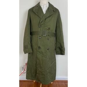 VTG 1953 Langoma Ind. US Military Army Overcoat with wool liner trench jacket ML